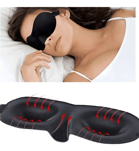 Antifaz 3d Dormir Blackout Cóncavo Heonyirry Negro Esponja Neutral