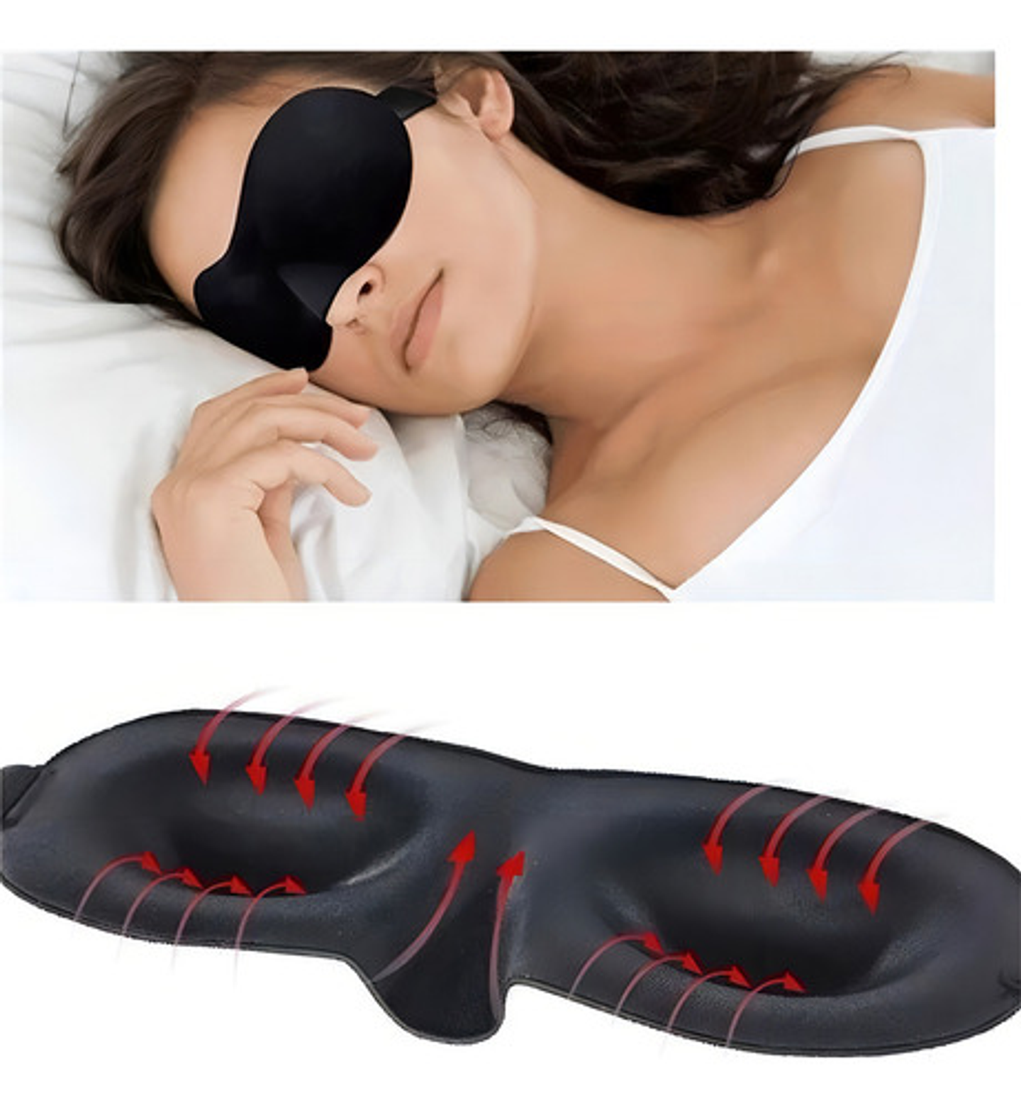 Antifaz 3d Dormir Blackout Cóncavo Heonyirry Negro Esponja Neutral 1