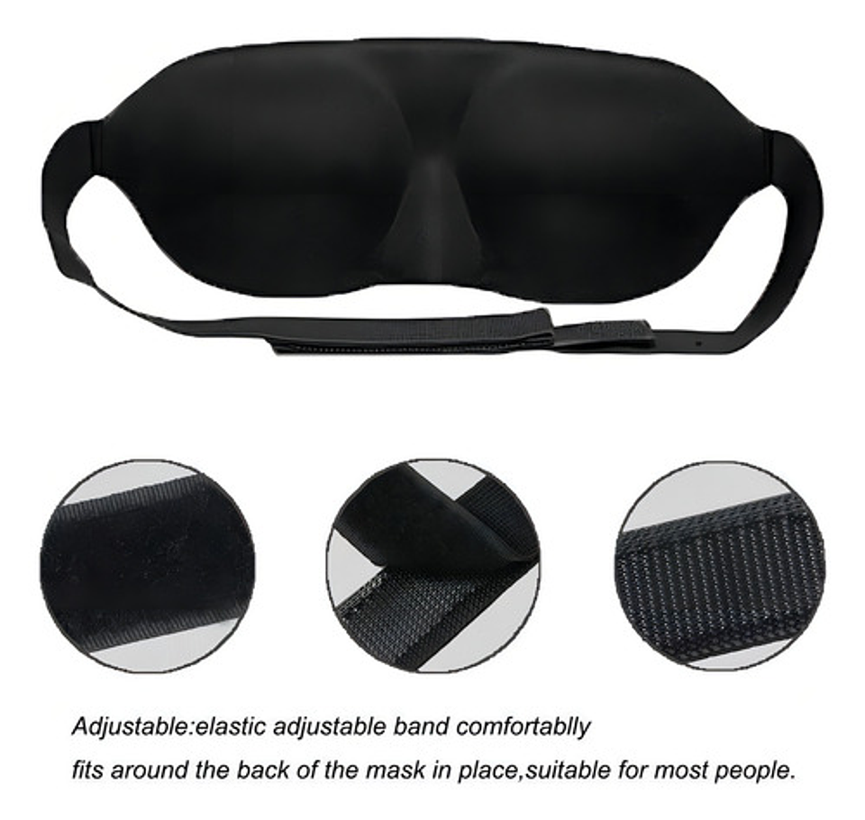 Antifaz 3d Dormir Blackout Cóncavo Heonyirry Negro Esponja Neutral 4