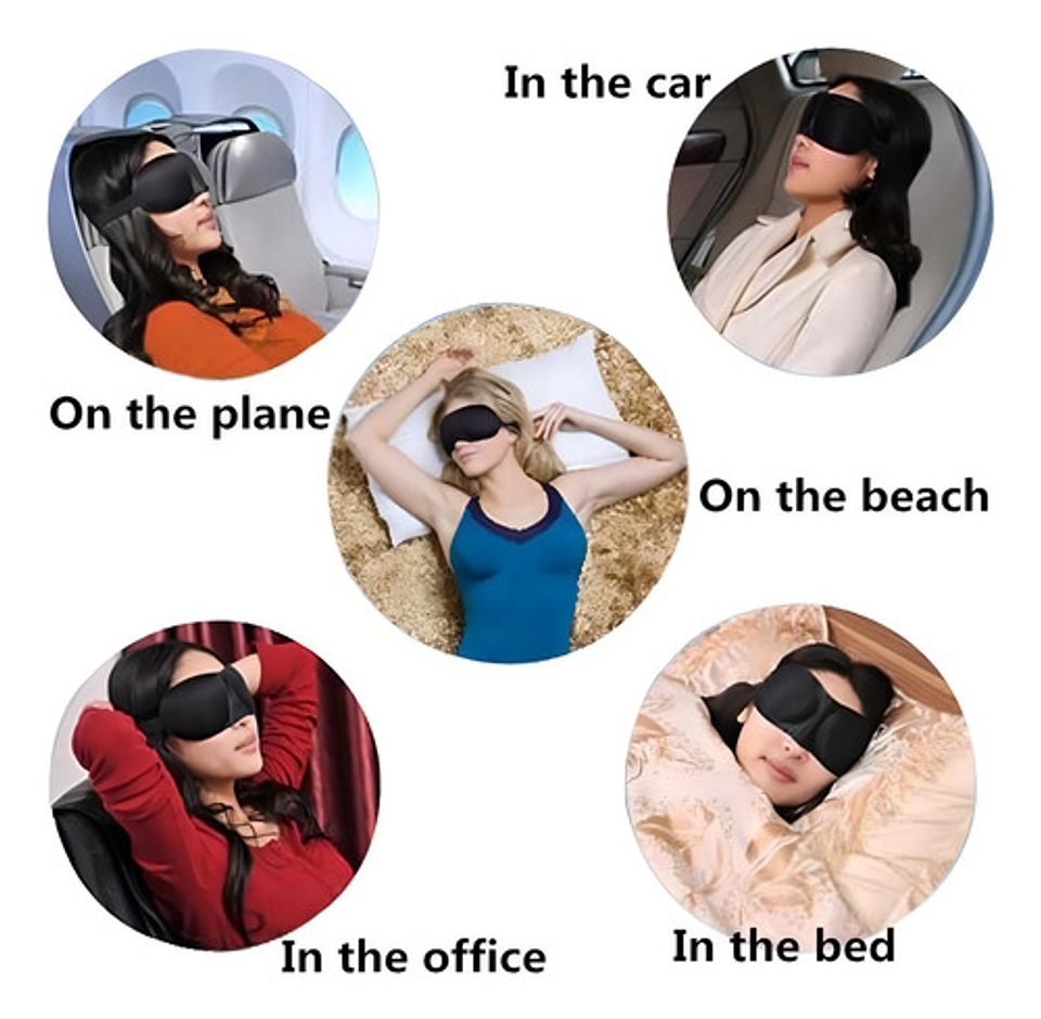 Antifaz 3d Dormir Blackout Cóncavo Heonyirry Negro Esponja Neutral 5