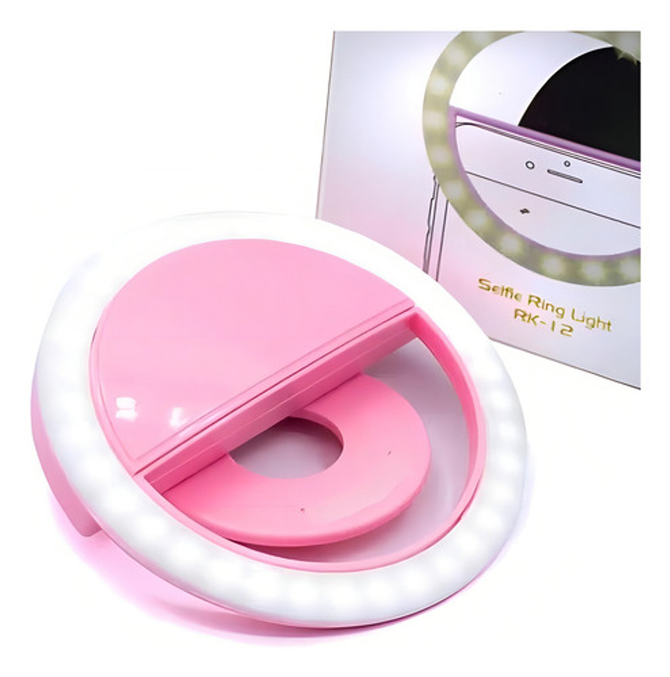 Anillo Aro Luz 24 Led 3 Tonos Selfie Celular Teléfono Usb Color Rosado 1