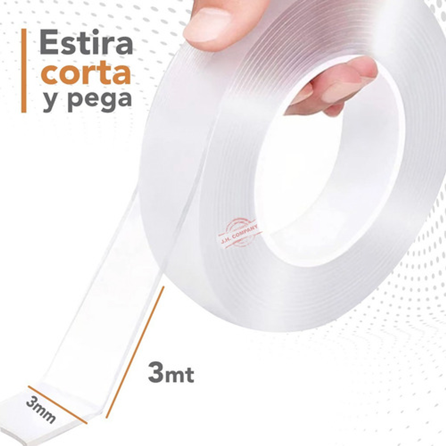 Cinta Doble Faz Nano Gel Reutilizable 3m Transparente J.h. Company 2