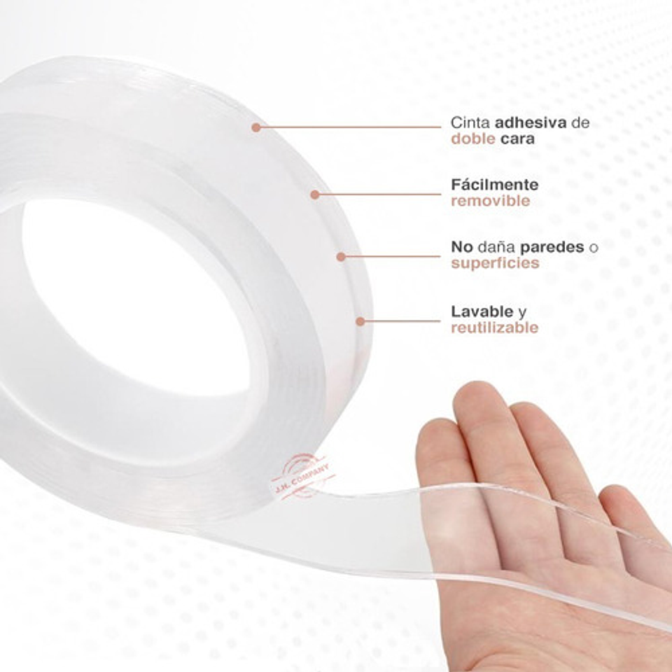 Cinta Doble Faz Nano Gel Reutilizable 3m Transparente J.h. Company 3