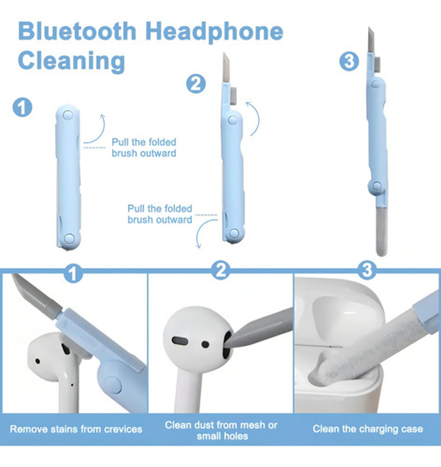 Kit Limpieza 7 En 1 Kivs Earpods AirPods Pantallas Teclados Cepillo 2