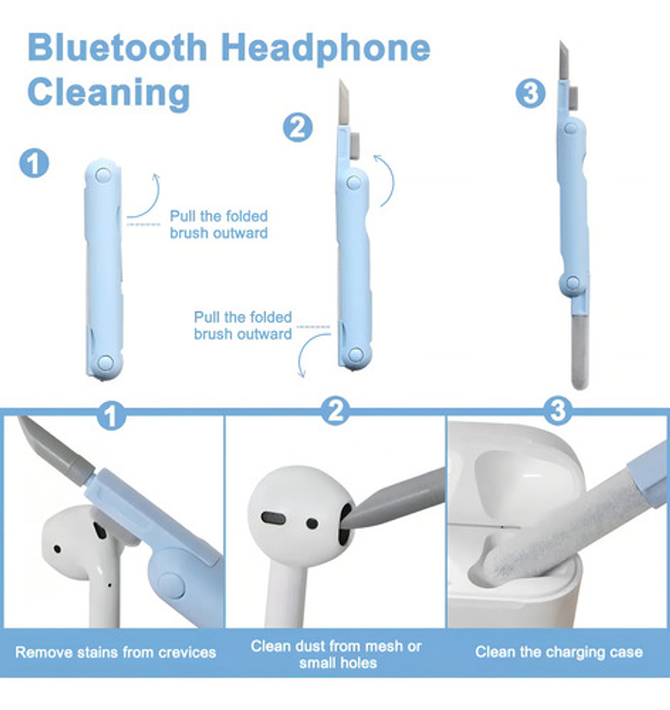 Kit Limpieza 7 En 1 Kivs Earpods AirPods Pantallas Teclados Cepillo 2