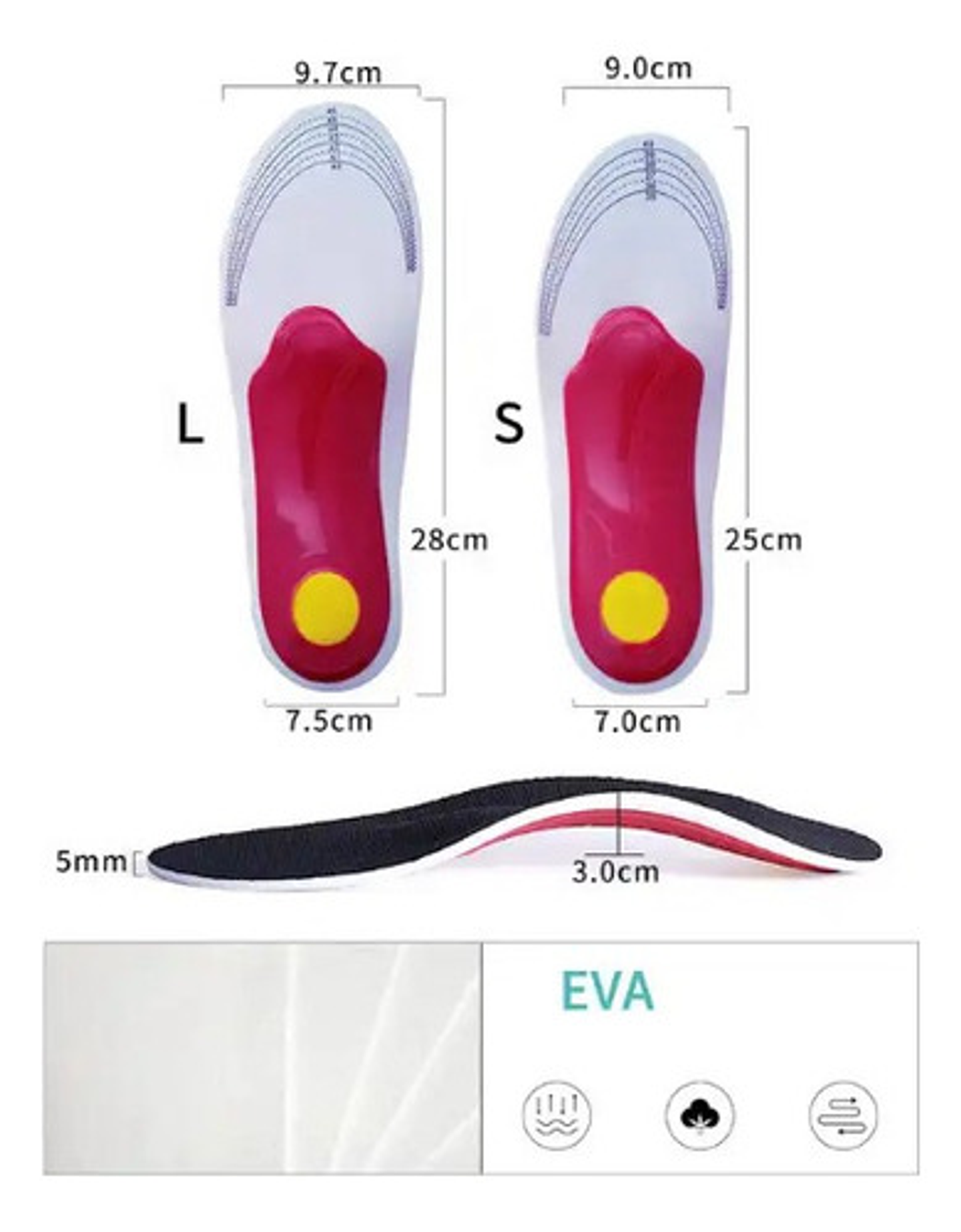 Plantilla Ortopédica 3d Para Arco Pie Plano Unisex Fascitis Tamaño De La Plantilla 36-40 Vhex 2