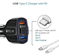 Cargador Rápido Auto Doble Usb Y Tipo C Qc3.0 Negro - Miniatura 2