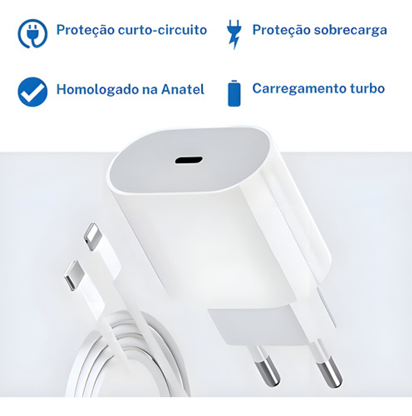 Cable De Carga Usb-c 1 Metro Para iPhone 11/12/13/14 Blanco 6