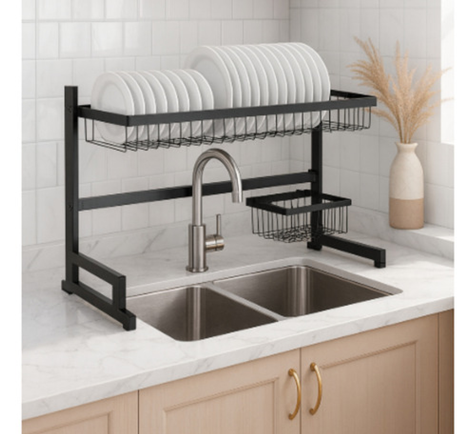 Rack Escurridor Para Platos Seca Vasos 31.5cm X 85cm X 52cm 1 Unidad Negro 2