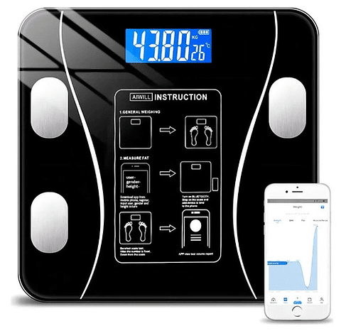 Báscula Inteligente De Bioimpedancia Digital Bluetooth Por Aplicación Vhex Negro