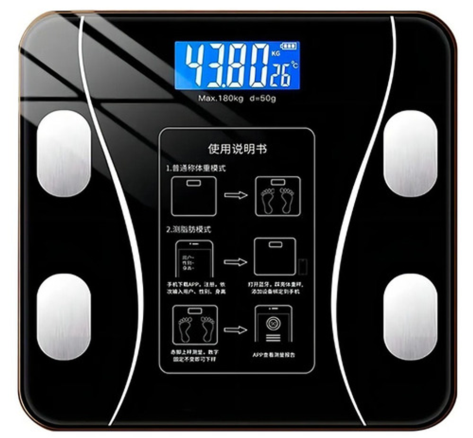 Báscula Inteligente De Bioimpedancia Digital Bluetooth Por Aplicación Vhex Negro 3