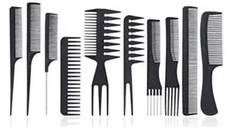 Set De 10 Peinetas Peines Profesionales, Peluquería Barbería Vhex Negro