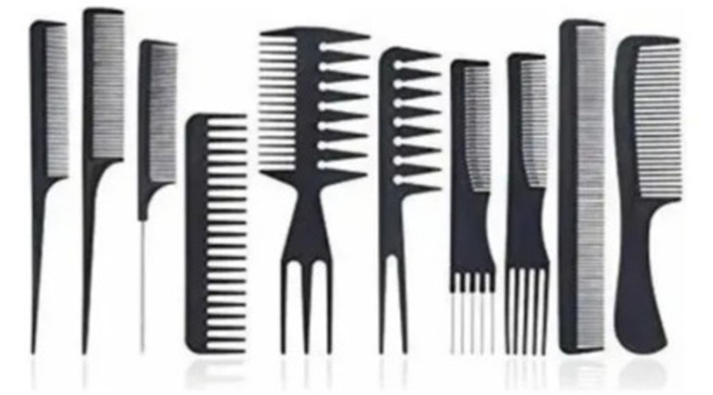 Set De 10 Peinetas Peines Profesionales, Peluquería Barbería Vhex Negro 1