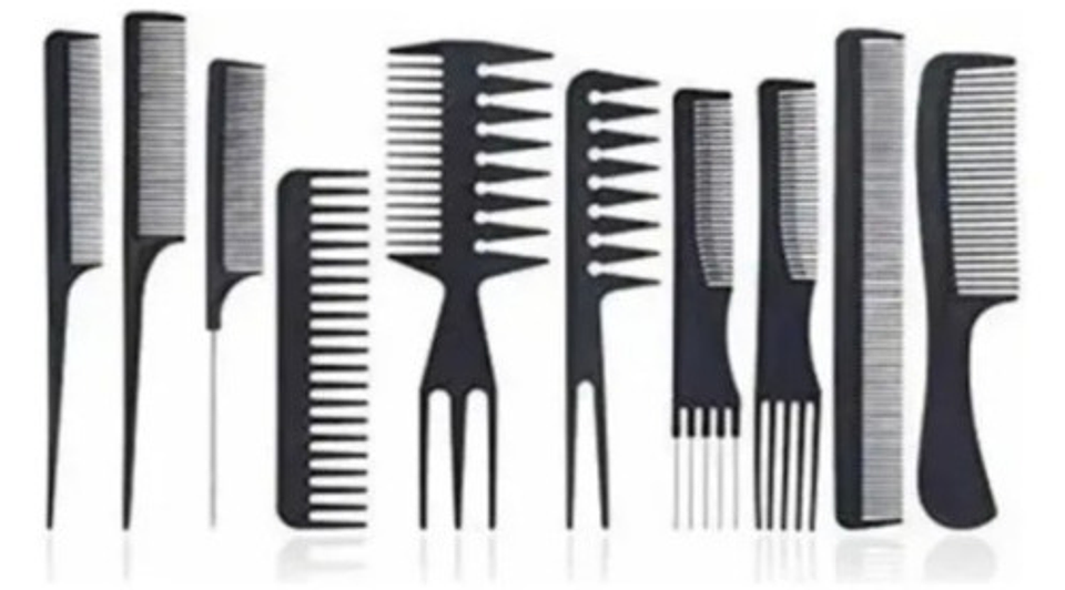 Set De 10 Peinetas Peines Profesionales, Peluquería Barbería Vhex Negro 1
