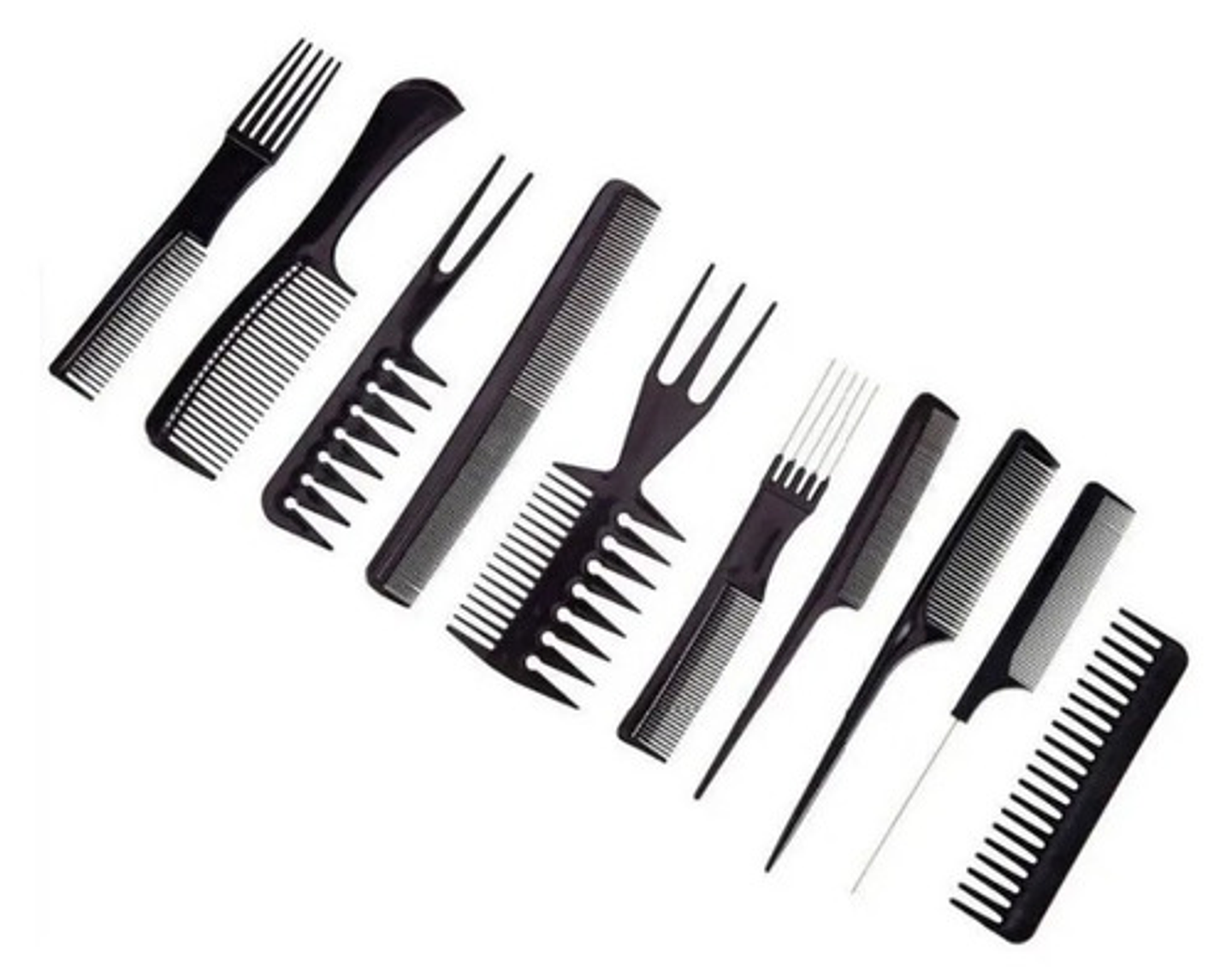 Set De 10 Peinetas Peines Profesionales, Peluquería Barbería Vhex Negro 2