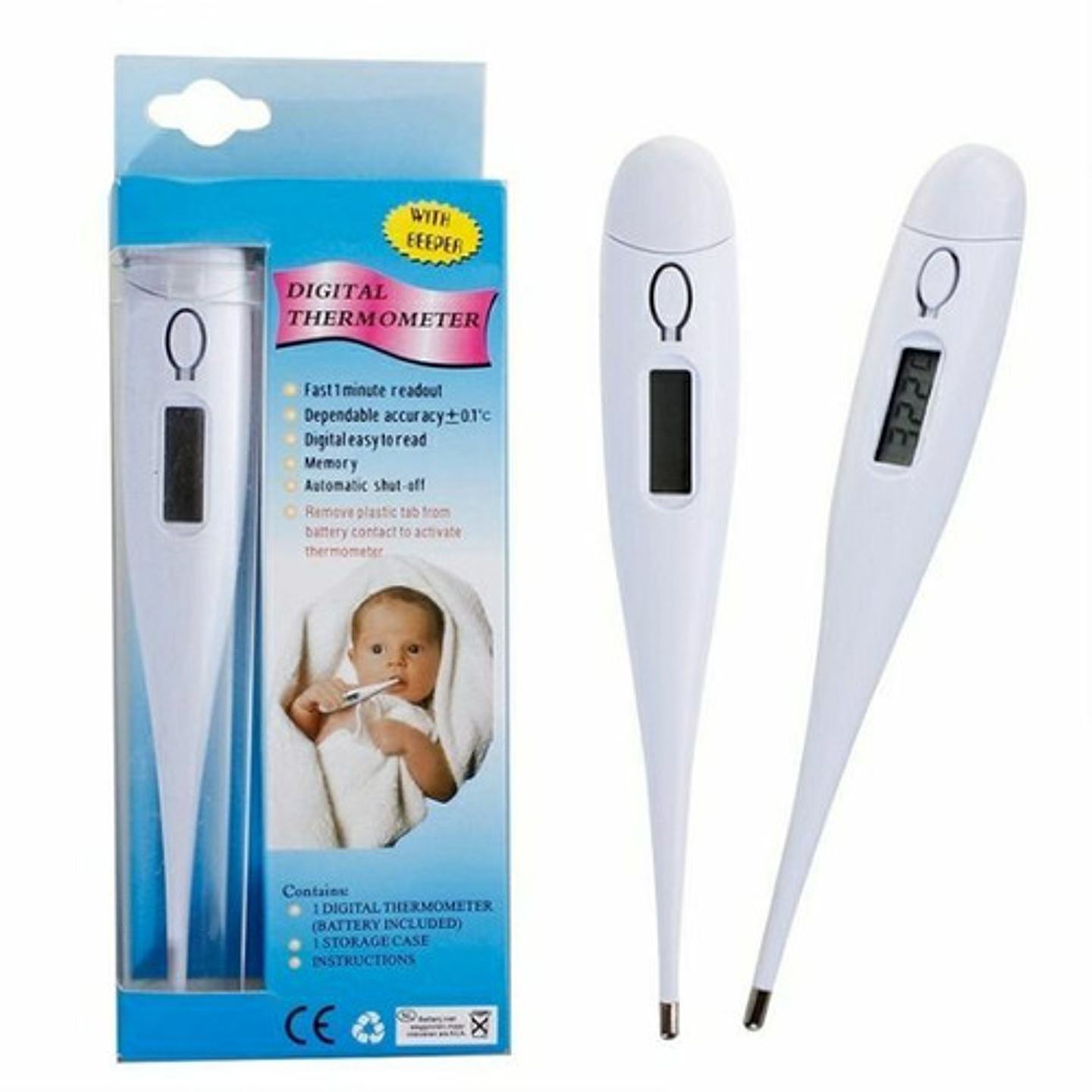 Termometro Digital Lcd Bipper Niños Adultos Vhex Blanco 2