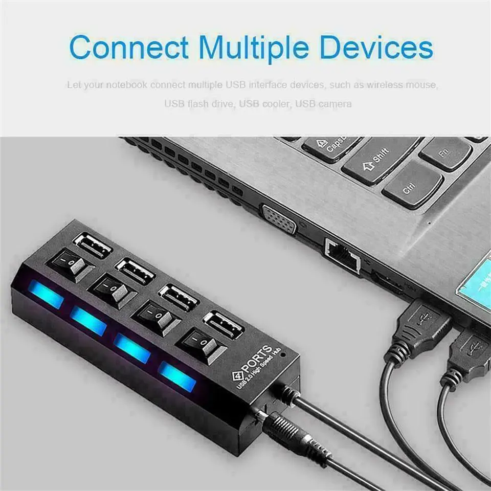 Hub 4 Puertos Multi Usb 2.0 Indicador Luz / Practico! 2