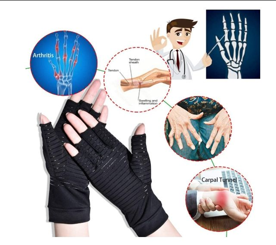 Guantes Cobre Para La Artritis Y Compresión Túnel Carpiano M 5