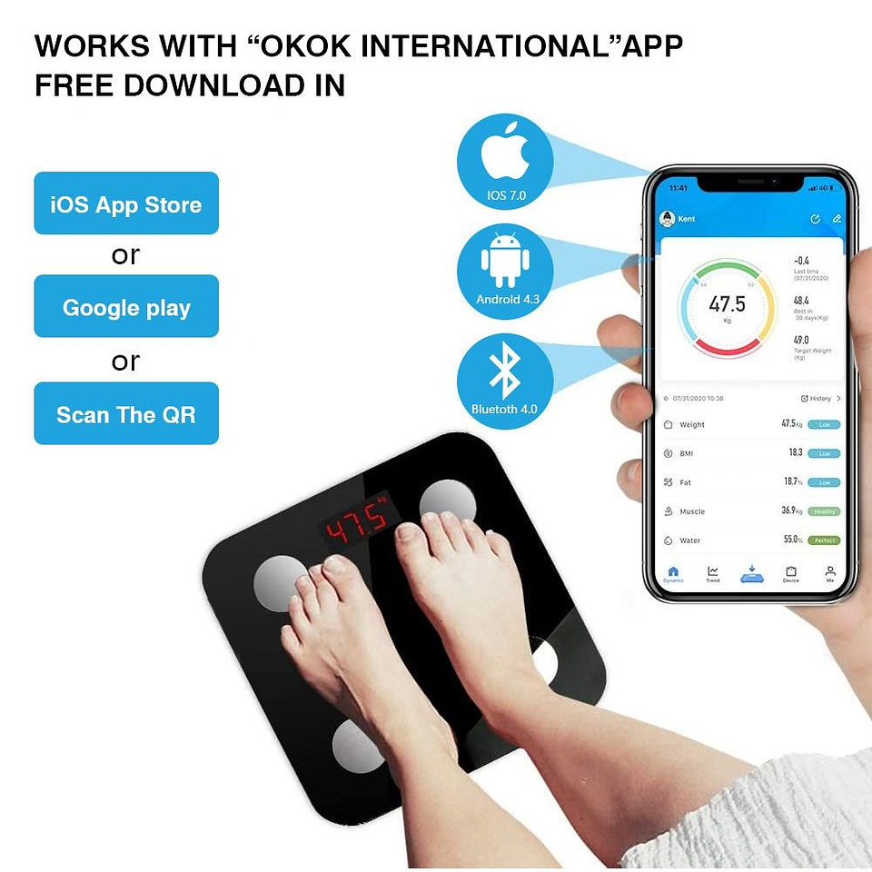 Balanza Inteligente Pesa Digital Bluetooth App Smart Imc  NG 2