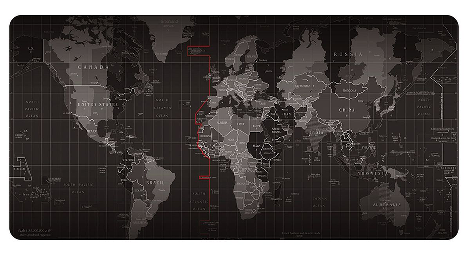 Mouse Pad Gamer Xxl Antideslizante Mapamundi 3mm 90x40cm 4