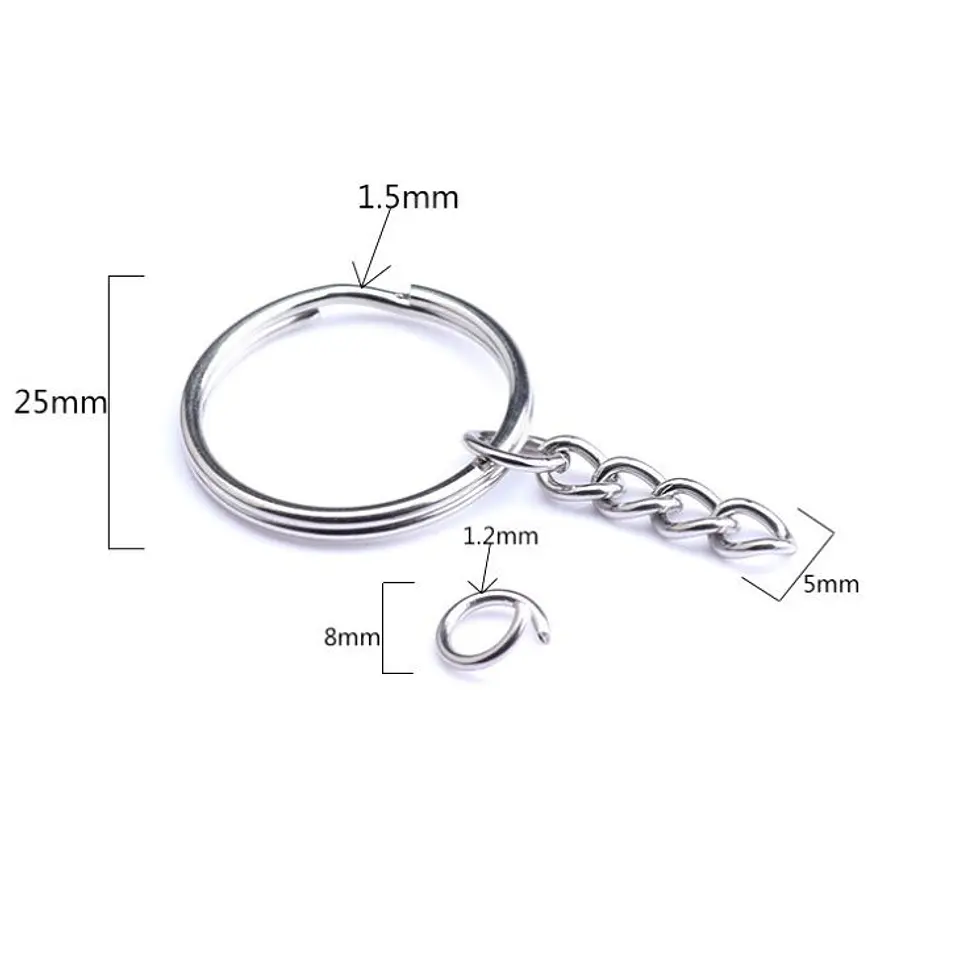 100 Argollas Para Llavero 24mm Con Cadena 2