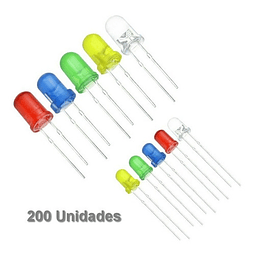 Kit 200 Led 3mm Y 5mm, Rojo, Verde, Amarillo, Azul, Blanco