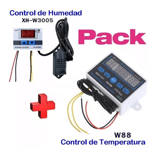 Controlador Temperatura W88 + Control Humedad Digital W3005