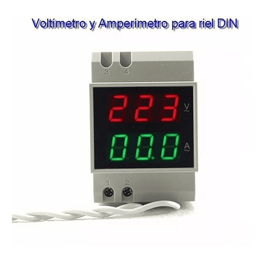 Voltímetro + Amperímetro Modelo D52-2042 Para Riel Din