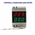Voltímetro + Amperímetro Modelo D52-2042 Para Riel Din