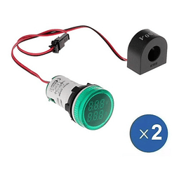 Pack 2 x Amperímetro Voltímetro Ac, Luz Piloto, 500v, 100a