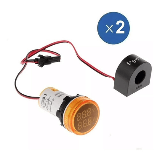 Pack 2 x Amperímetro Voltímetro Ac, Luz Piloto, 500v, 100a