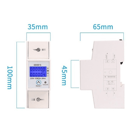 Medidor De Energía Eléctrica DDS015 Mide KWH 5A 220v, Din