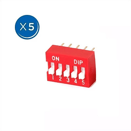 5 Piezas Dip 5 Switch 5p Interruptor 2.54mm Rojo Deslizable