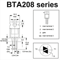 Triac BTA208-600b TO-220, 600V, 8A, Múltiples Usos! BTA208