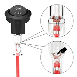 Switch Rocker On Off 21mm 12V DC 20A + Terminales Y Cables