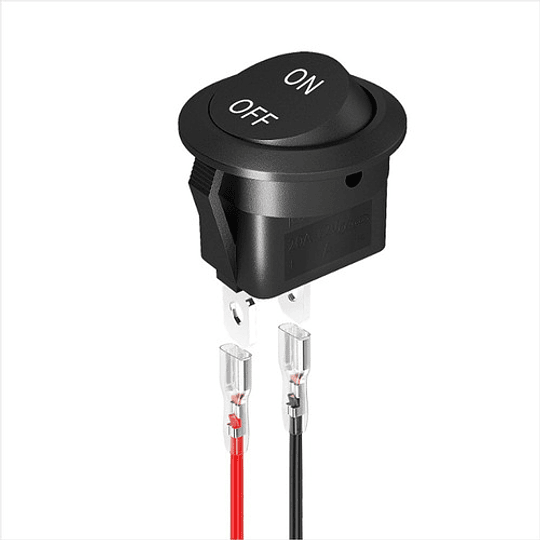 Switch Rocker On Off 21mm 12V DC 20A + Terminales Y Cables