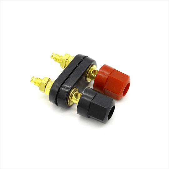 2 X Terminal Banana Socket Doble 4mm Hembra, Rojo + Negro