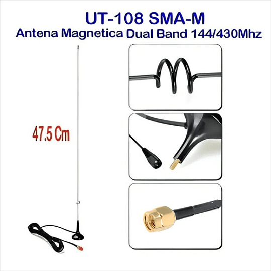 Antena Magnética Nagoya Ut-108 Sma-m 136-174 Mhz 400-520 Mhz