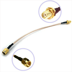 Cable Adaptador 15cm Pigtail, SMA-M A SMA-F, RG316, 50 Ohm