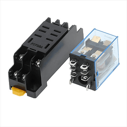 Relé LY2NJ, 12V DC Transparente, 2NO + 2NC, 10A, Base PTF08A