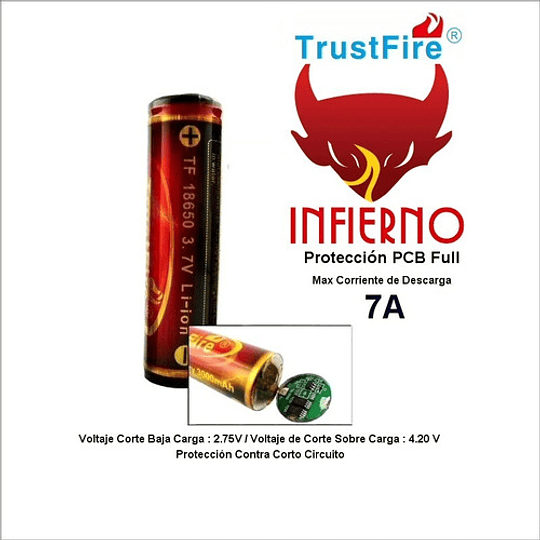 2x Baterías Trustfire Infierno 18650 3000mah La Más Vendida!