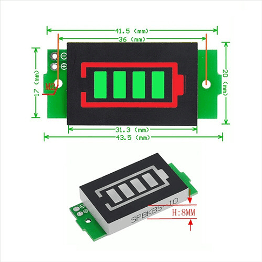 Indicador Nivel Carga Para Batería 1-8s 18650, Configurable 