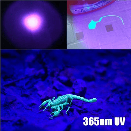 Linterna Ultravioleta Uv-a, 365nm, Con Zoom, Aaax3 O 18650