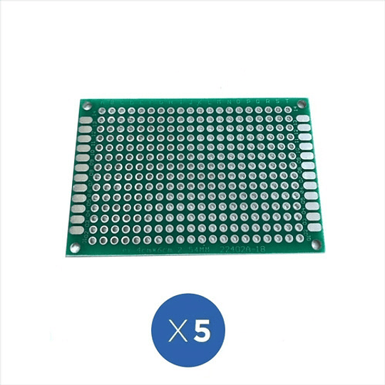 Pack X 5 Placa Perforada Pcb Fr4 Doble Cara Tamaño 40x60mm 