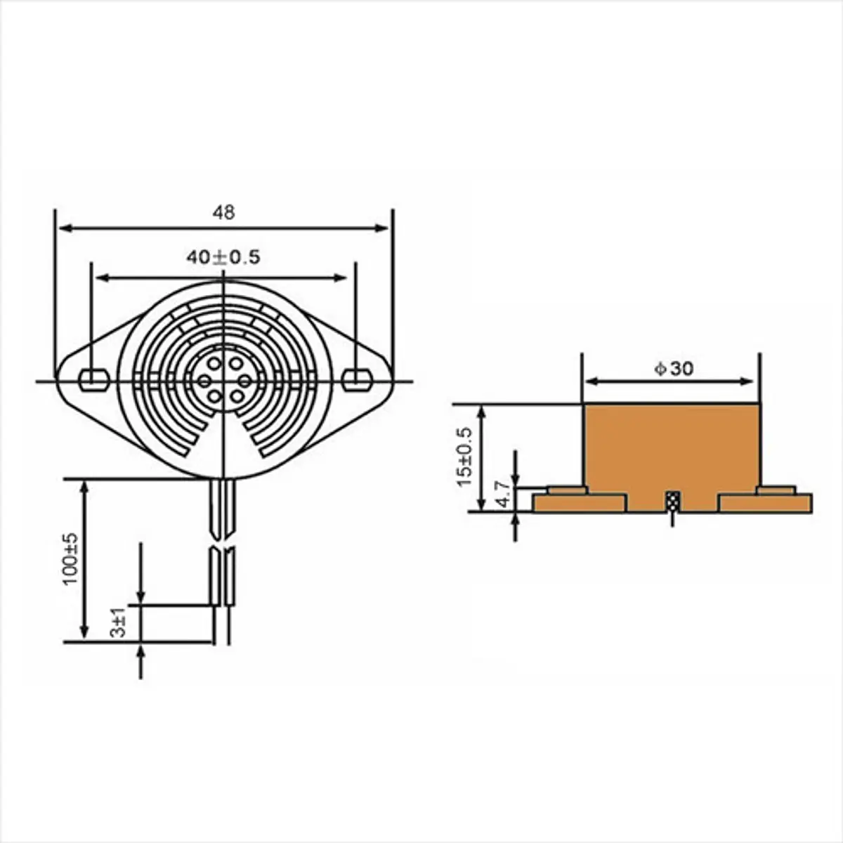 Buzzer Electrónico Beep Continuo 3-24v Piezo, 85db,