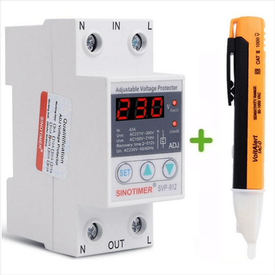 Relé Protección Sobre Y Bajo Voltaje, 230v + Lápiz Detector