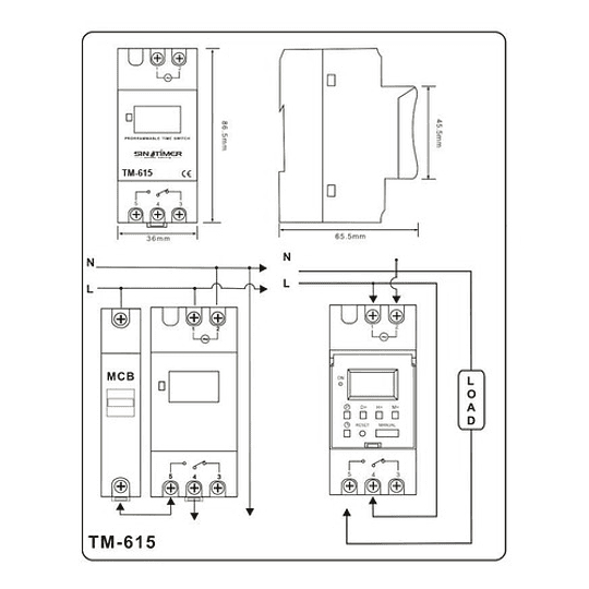 Temporizador Digital Programable Tp8a16, 220v, 16a, Riel Din