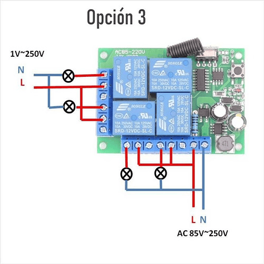 Kit De Relés Inalámbricos Con Control Remoto Rf 433mhz 4 Chn