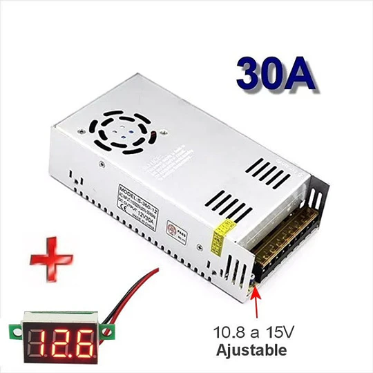 Fuente Poder 12v Dc 30a Ajustable 10 A 15V + Regalo 