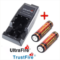 Pack Cargador Batería 18650 + 2 Trustfire Infierno2 Premium 
